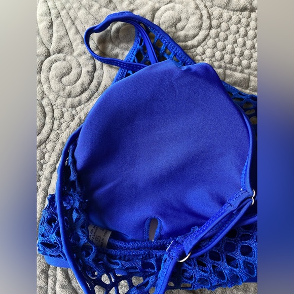 Blue Mesh Overlay Bikini - Picture 5 of 7